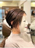 【coma中野】カーキグレージュ大人かわいい前さがりボブ