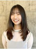 レイヤーカット/地毛風ストレート/顔まわりカット