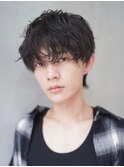 シャドウパーマスパイラルパーマメンズウルフマッシュ