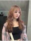 〈ピンクベージュ/毛先カラー〉