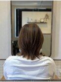 透け感ベージュ×大人ショートレイヤー