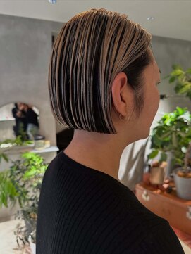 ハウ 心斎橋(how) ボブアンブレラカラーハイライトミルクティーベージュ秋カラー