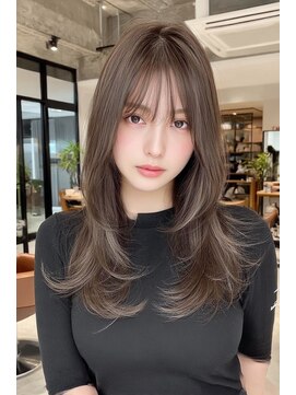 ケシキ 表参道 原宿(kesiki.) ミディアムレイヤー顔周りレイヤーハッシュカット韓国へア