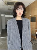 ボブレイヤーハッシュカットニュアンスパーマココアブラウン