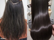 髪を無理に変えない。本来のしなやかさを引き出す、アルカリ酸熱トリートメント。