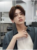 シャドウパーマコンマヘアナチュラルセンターパートツーブロック