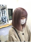 119. ピンクラベンダー/ぱっつん前髪/顔周り/ナチュラル