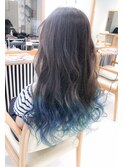 毛先ブルーカラーバター☆アッシュグレーグラデーションカラー