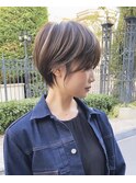 ハイライト プラチナべージュ 大人ショート