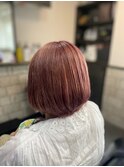 ラベンダーピンク×ショートボブ