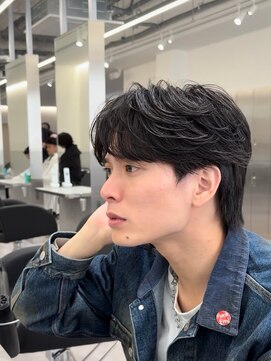 フェザーパーマ×センターパート黒髪/名古屋/栄