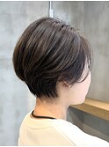 調布白髪染めハンサムショートウルフアッシュグレージュカラー