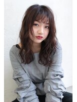 ハピネス 王寺店(Happiness)&nbsp;ことりベージュ×無造作バングゆるふわカール×中東真子