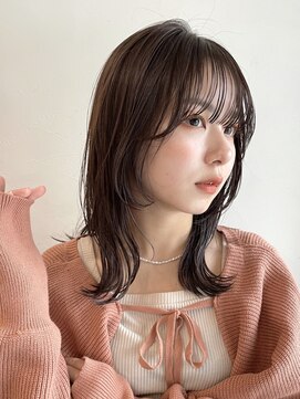 ガーデン ムサシコスギ(GARDEN MUSASHIKOSUGI) 外ハネミディアム×顔まわりレイヤー×黒髪暗髪カラーグレージュ