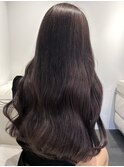 4148シースルーバングアッシュブラック髪質改善レイヤーロング