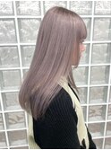 渋谷ピンクベージュカラーペールピンクカラー顔周りレイヤー30代