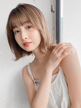 アグノス 青山(Agnos) ミディアムヘア 暗めカラー デザインカラー くびれヘア