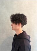 メンズツーブロックメンズパーマ波巻きツイストスパイラル