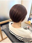 ピンクオレンジ/丸みショート