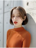 韓国風ワンレンボブ×小顔ボブルフ×冬ベージュ