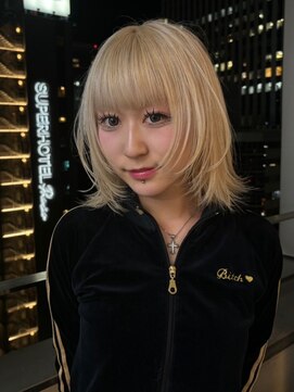 ベレーザ 渋谷(BELEZA) 12744ミルクティーベージュ韓国風巻きホワイトブロンドボブ