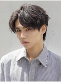 無造作センターパートソフトツイストスパイラルパーマ