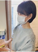 大人可愛い30代40代シースルー前髪/前下がりボブ/丸みショート