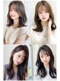 美髪カールピンクブラウンエアリーロングセミディ似合わせ前髪