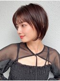 ★小顔ワンカールレイヤーカットデジタルパーマチェリーブラウン