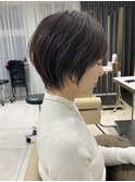 前髪あり耳掛け丸みくびれ大人ショートボブ20代30代40代50代＊