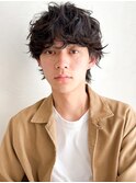 ◎サーフカールスパイキーショートブルーブラックフェザーパーマ