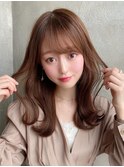シャギーレイヤー韓国ワンホンヘアシースルーぱっつん前髪