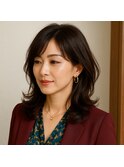 大人エレガント　ミディアムレイヤー　20代 30代 40代 50代 60代
