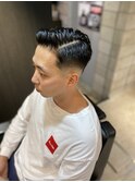 七三オールバックツイストパーマコンマヘアかき上げヘアテクノ