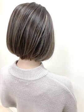 エヌプラス(N+) 黒髪グラデヘアーオリーブグレー小顔に見せるヘアココアベージュ