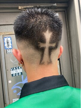 ビンゴ(BINGO) ba807ツーブロック刈り上げ短髪バリカンアートアッシュブラック