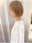 ハイトーンベージュの丸みショートボブ★
