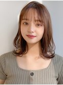 前髪 アンブレラカラー こなれミディ イメチェン ウェーブパーマ