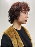 【Neelu_misa】ショートウルフパーマ オレンジブラウン