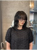 黒髪ウェーブパーマ