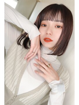 ランソ 成田店(RUNSO) ダークアッシュの切りっぱなしボブ