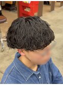 ツーブロック マッシュ 無造作 波巻き パーマ