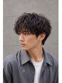 黒髪マッシュ×無造作ウェットパーマ