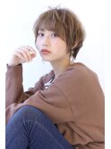 ローライトアッシュブラウン小顔毛先パーマワンサイドショート