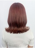 ピンクブラウン_レッドブラウンハッシュカット_ba475241