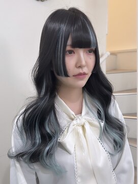 アルファバイオリカ(ALPHA by ORIKA) ポイントエクステでつくるペールブルーデザインカラー♪