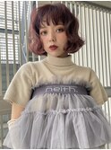 顔まわりカットミニボブアレンジレイヤーボブニュアンスパーマ