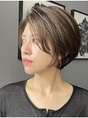 銀座/ショートカール/ウェットヘア/30代/デザインカラー
