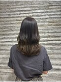 小顔レイヤーロブヘアウルフカットブリーチなしココアブラウン
