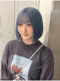 13633艶髪ネイビーブルーブルーシルバーレイヤーブルーカラー